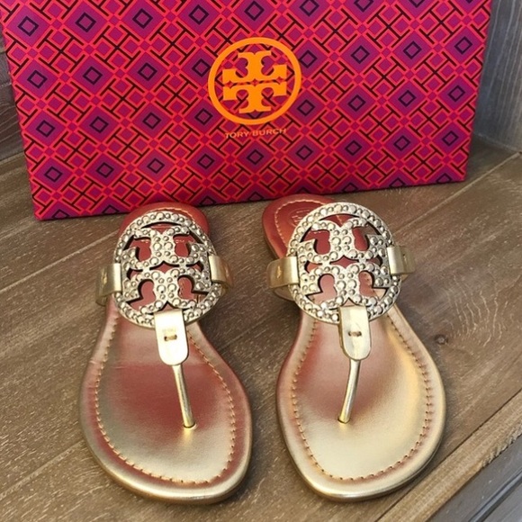 tory burch miller embellished sandal gold